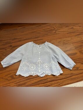 ZAra Blue & White Striped Button-Front Top